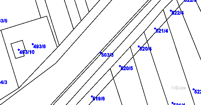 Parcela st. 503/3 v KÚ Znojmo-Louka, Katastrální mapa