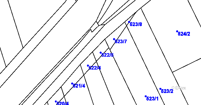 Parcela st. 522/5 v KÚ Znojmo-Louka, Katastrální mapa
