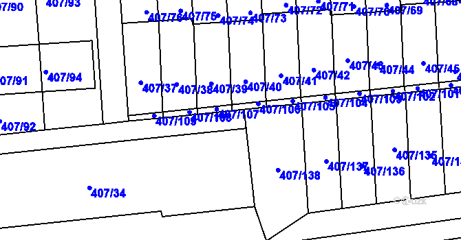 Parcela st. 407/139 v KÚ Znojmo-Louka, Katastrální mapa
