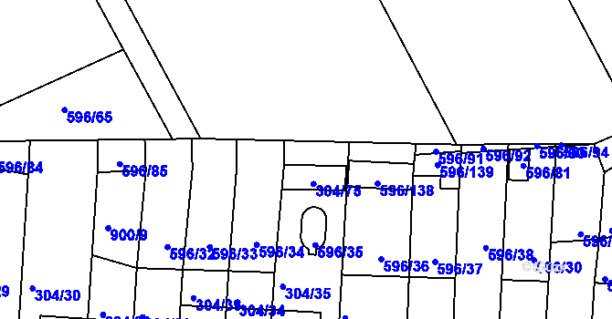 Parcela st. 596/89 v KÚ Znojmo-Louka, Katastrální mapa