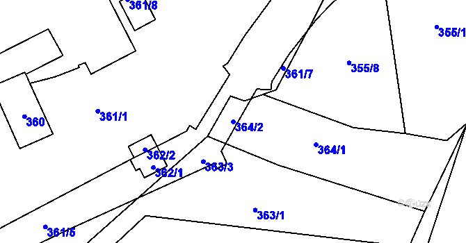 Parcela st. 364/2 v KÚ Znojmo-Louka, Katastrální mapa