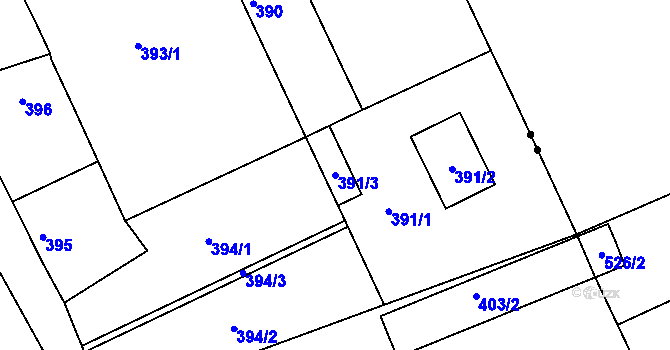 Parcela st. 391/3 v KÚ Znojmo-Louka, Katastrální mapa