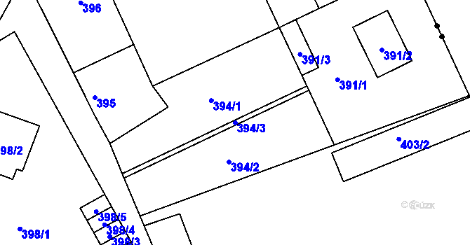 Parcela st. 394/3 v KÚ Znojmo-Louka, Katastrální mapa