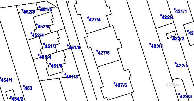 Parcela st. 427/5 v KÚ Znojmo-Louka, Katastrální mapa
