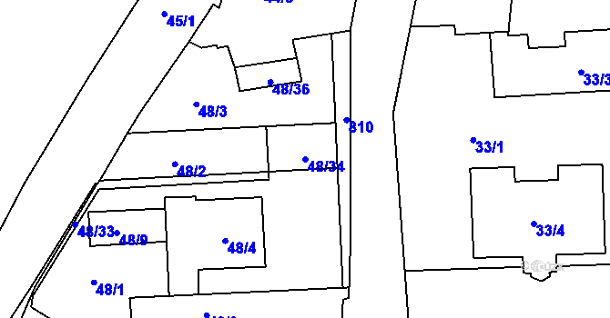 Parcela st. 48/34 v KÚ Znojmo-Louka, Katastrální mapa