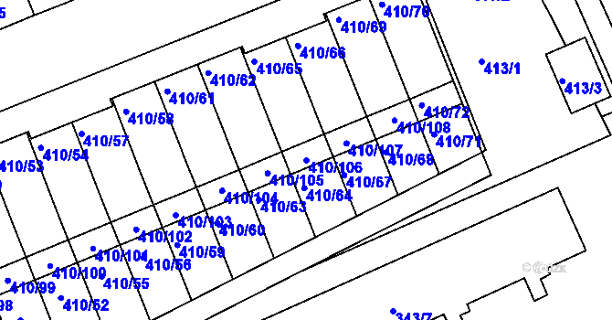 Parcela st. 410/106 v KÚ Znojmo-Louka, Katastrální mapa