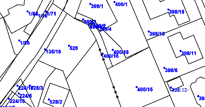 Parcela st. 400/16 v KÚ Znojmo-Louka, Katastrální mapa