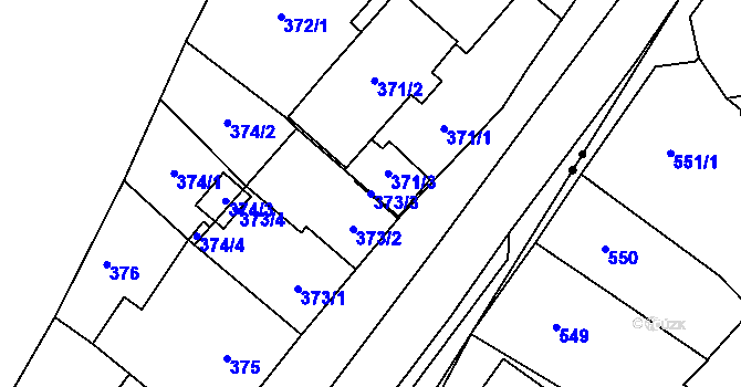 Parcela st. 373/3 v KÚ Znojmo-Louka, Katastrální mapa