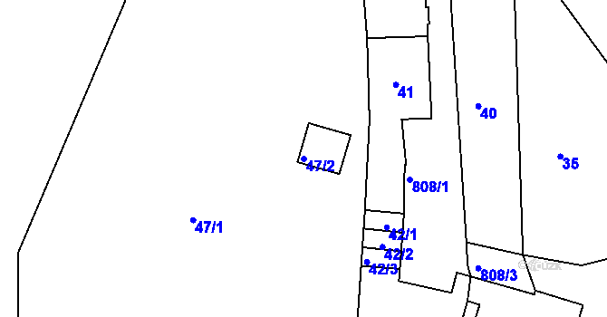 Parcela st. 47/2 v KÚ Znojmo-Louka, Katastrální mapa