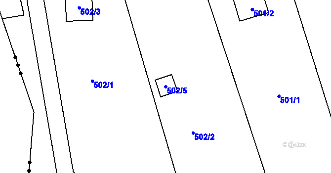Parcela st. 502/5 v KÚ Znojmo-Louka, Katastrální mapa