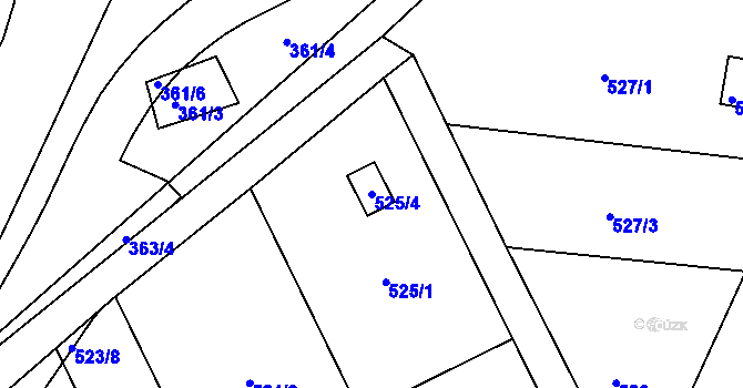 Parcela st. 525/4 v KÚ Znojmo-Louka, Katastrální mapa
