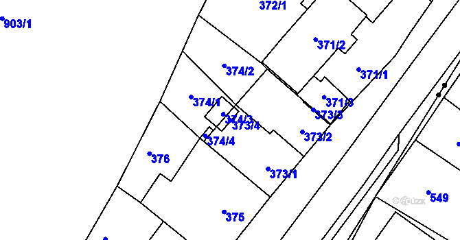 Parcela st. 373/4 v KÚ Znojmo-Louka, Katastrální mapa