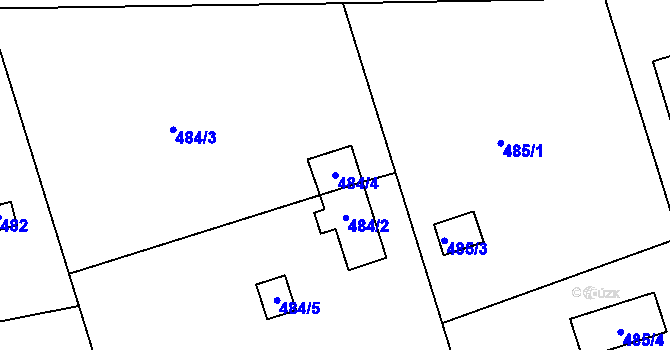 Parcela st. 484/4 v KÚ Znojmo-Louka, Katastrální mapa