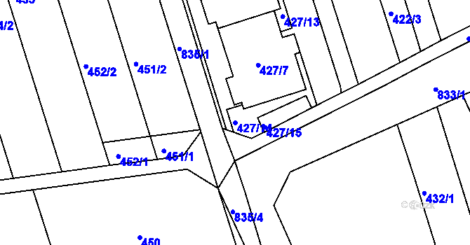Parcela st. 427/14 v KÚ Znojmo-Louka, Katastrální mapa