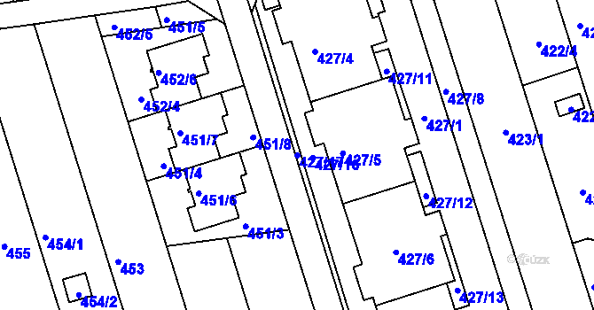 Parcela st. 427/17 v KÚ Znojmo-Louka, Katastrální mapa