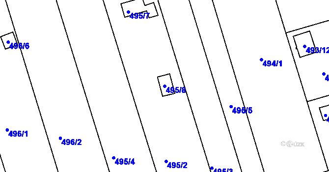 Parcela st. 495/8 v KÚ Znojmo-Louka, Katastrální mapa
