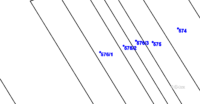 Parcela st. 576/1 v KÚ Znojmo-Louka, Katastrální mapa