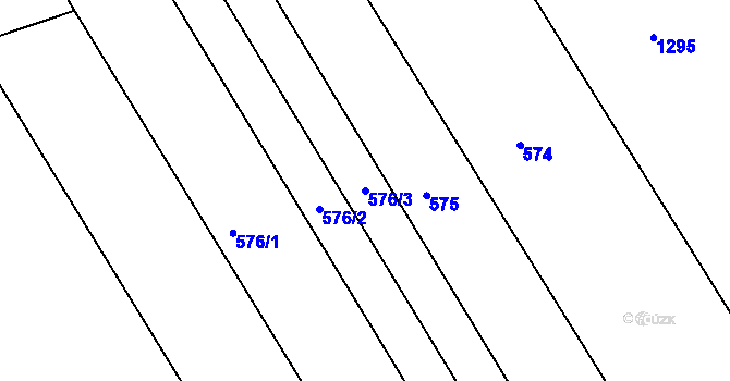 Parcela st. 576/3 v KÚ Znojmo-Louka, Katastrální mapa