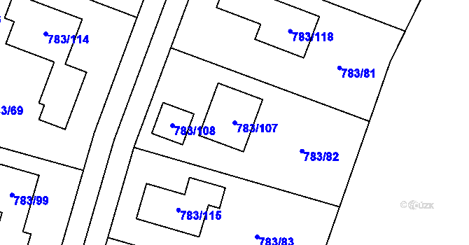Parcela st. 783/107 v KÚ Senec u Plzně, Katastrální mapa