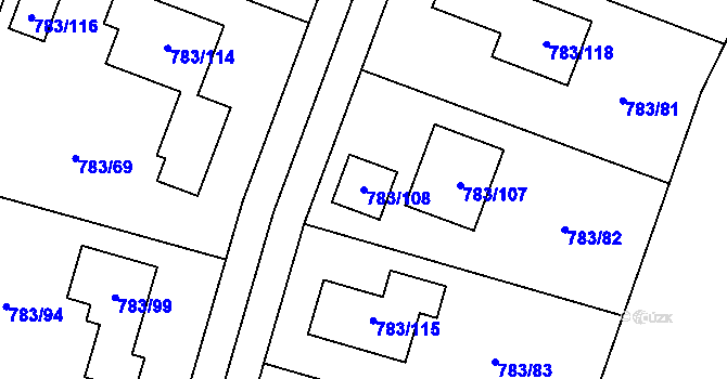 Parcela st. 783/108 v KÚ Senec u Plzně, Katastrální mapa