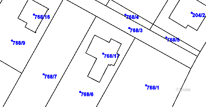 Parcela st. 768/17 v KÚ Senec u Plzně, Katastrální mapa