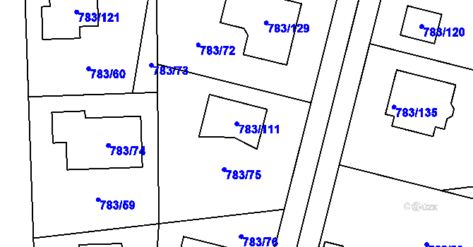 Parcela st. 783/111 v KÚ Senec u Plzně, Katastrální mapa