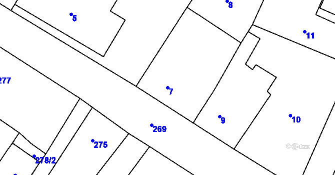 Parcela st. 7 v KÚ Senec u Plzně, Katastrální mapa