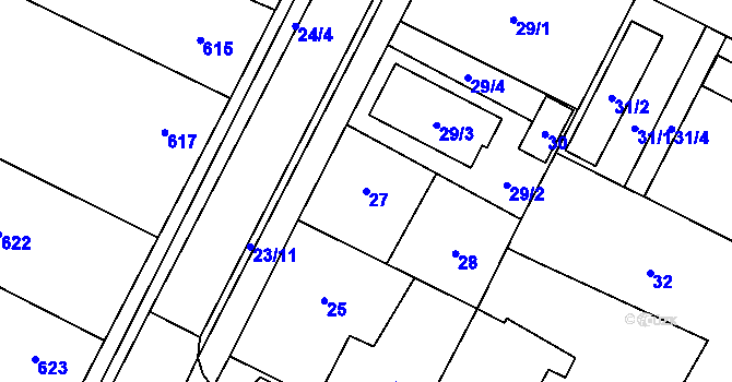 Parcela st. 27 v KÚ Senec u Plzně, Katastrální mapa