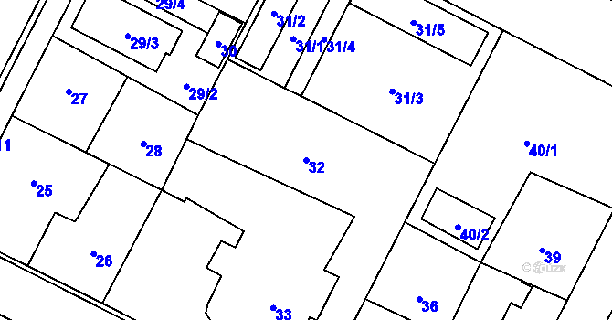 Parcela st. 32 v KÚ Senec u Plzně, Katastrální mapa