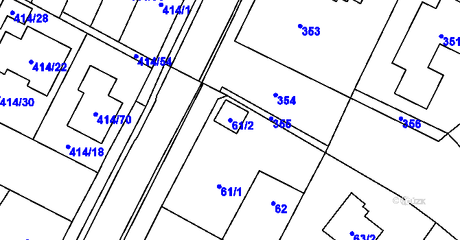 Parcela st. 61/2 v KÚ Senec u Plzně, Katastrální mapa