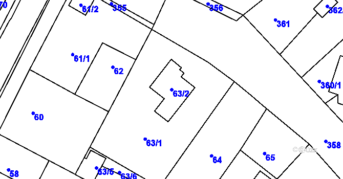 Parcela st. 63/2 v KÚ Senec u Plzně, Katastrální mapa