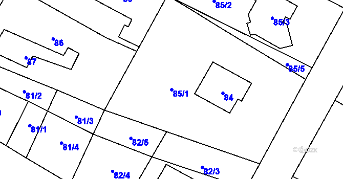 Parcela st. 85/1 v KÚ Senec u Plzně, Katastrální mapa
