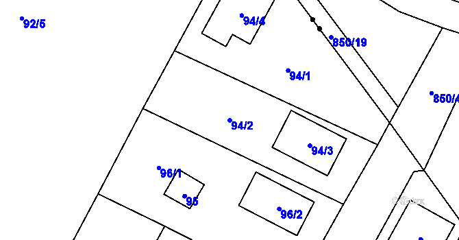 Parcela st. 94/2 v KÚ Senec u Plzně, Katastrální mapa