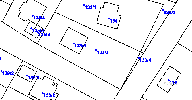 Parcela st. 133/3 v KÚ Senec u Plzně, Katastrální mapa