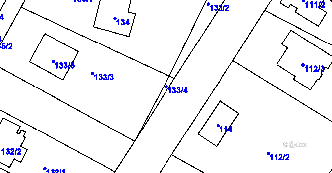Parcela st. 133/4 v KÚ Senec u Plzně, Katastrální mapa