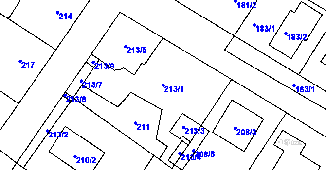 Parcela st. 213/1 v KÚ Senec u Plzně, Katastrální mapa