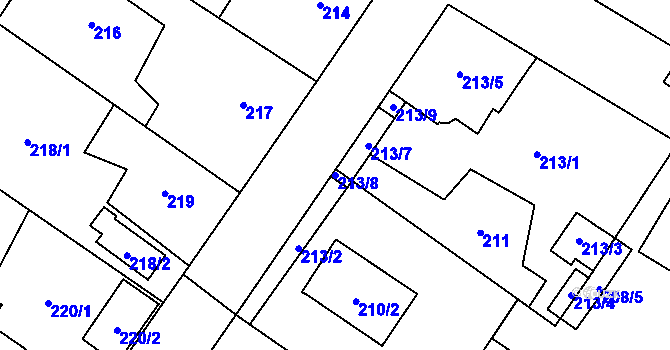 Parcela st. 213/8 v KÚ Senec u Plzně, Katastrální mapa