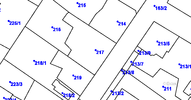 Parcela st. 217 v KÚ Senec u Plzně, Katastrální mapa