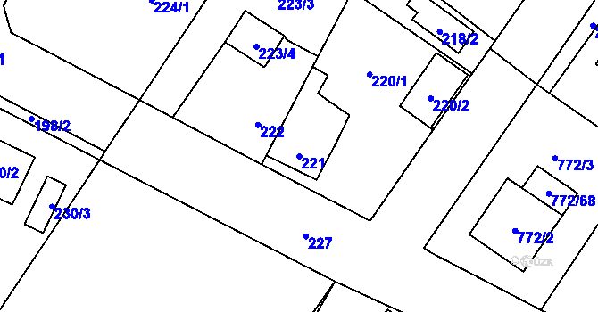 Parcela st. 221 v KÚ Senec u Plzně, Katastrální mapa