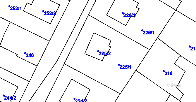 Parcela st. 225/2 v KÚ Senec u Plzně, Katastrální mapa