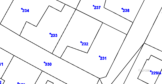 Parcela st. 232 v KÚ Senec u Plzně, Katastrální mapa