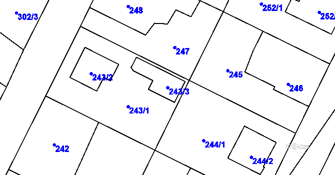 Parcela st. 243/3 v KÚ Senec u Plzně, Katastrální mapa