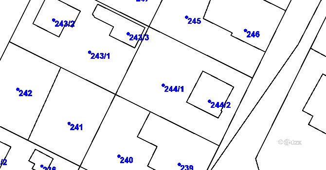 Parcela st. 244/1 v KÚ Senec u Plzně, Katastrální mapa