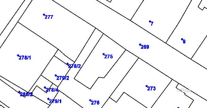 Parcela st. 275 v KÚ Senec u Plzně, Katastrální mapa