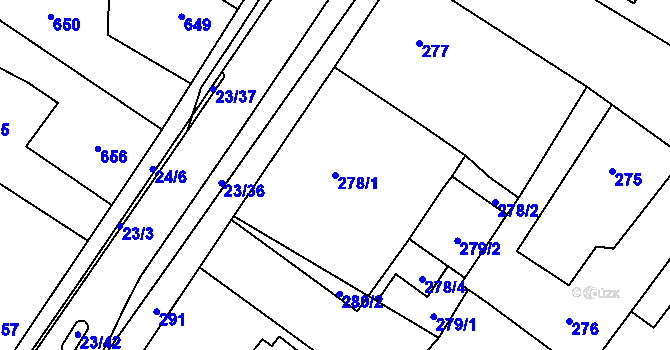 Parcela st. 278/1 v KÚ Senec u Plzně, Katastrální mapa