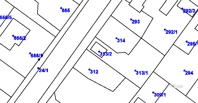 Parcela st. 313/2 v KÚ Senec u Plzně, Katastrální mapa