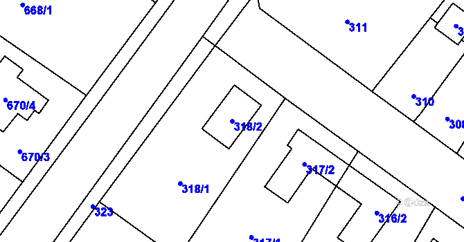 Parcela st. 318/2 v KÚ Senec u Plzně, Katastrální mapa