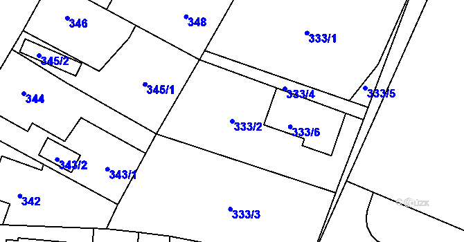 Parcela st. 333/2 v KÚ Senec u Plzně, Katastrální mapa