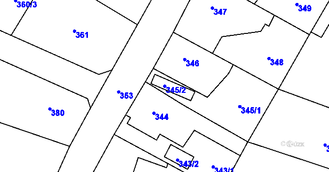 Parcela st. 345/2 v KÚ Senec u Plzně, Katastrální mapa