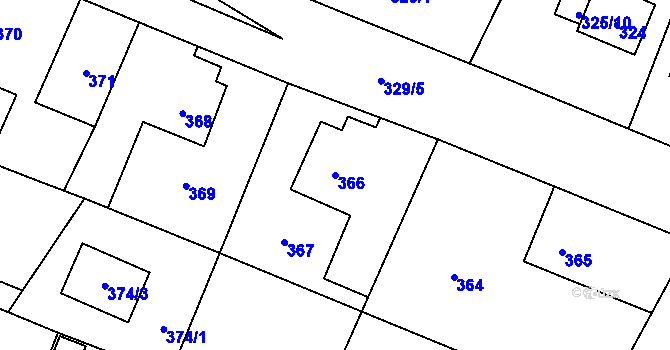 Parcela st. 366 v KÚ Senec u Plzně, Katastrální mapa